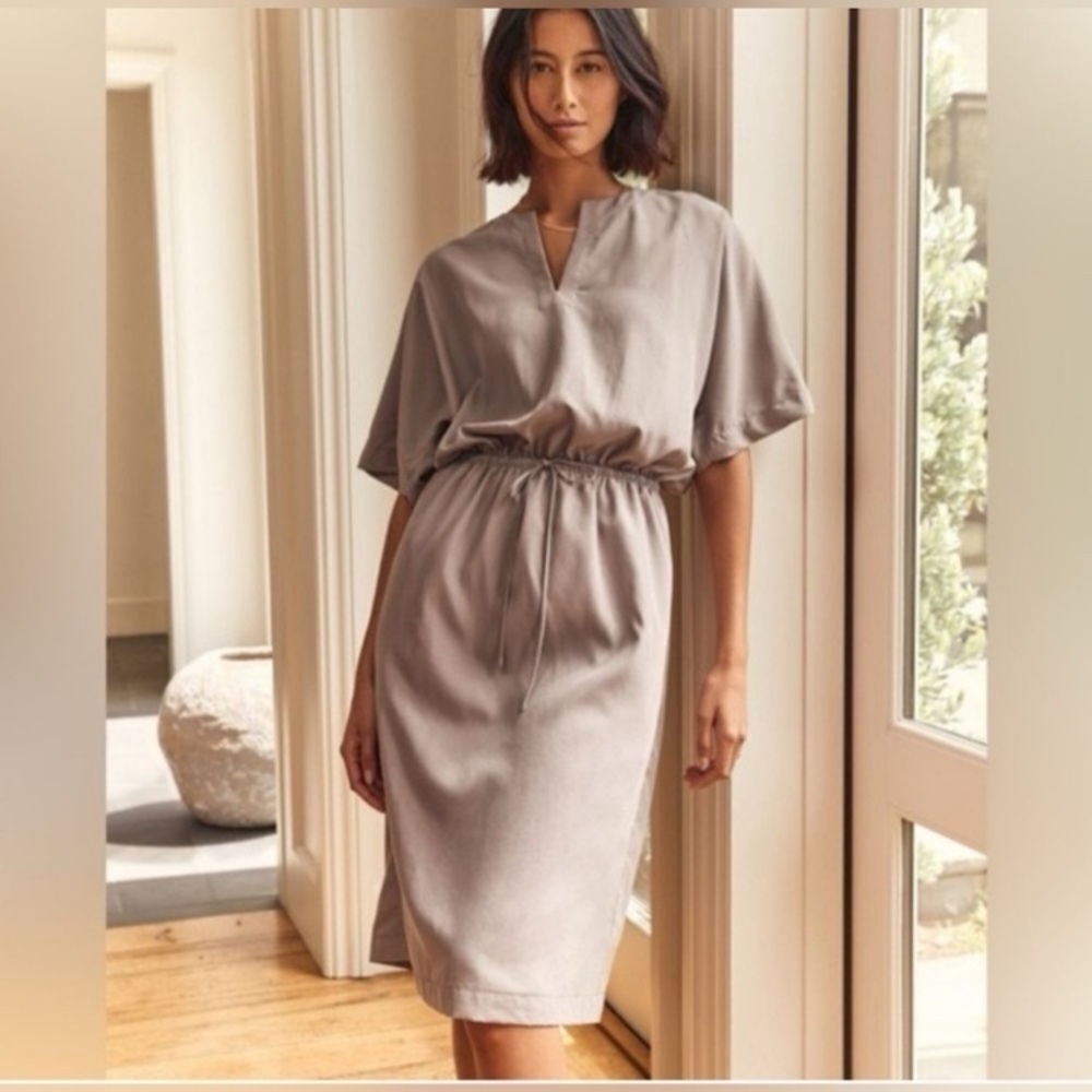 Haven well within dolman sleeve gray modal dress small drawstring waist